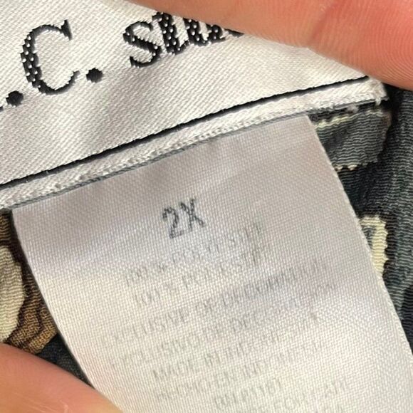 K.C. Studio Women's Multicolored Blouse Plus Size 2X Keyhole Geometric Print Top - Picture 6 of 9